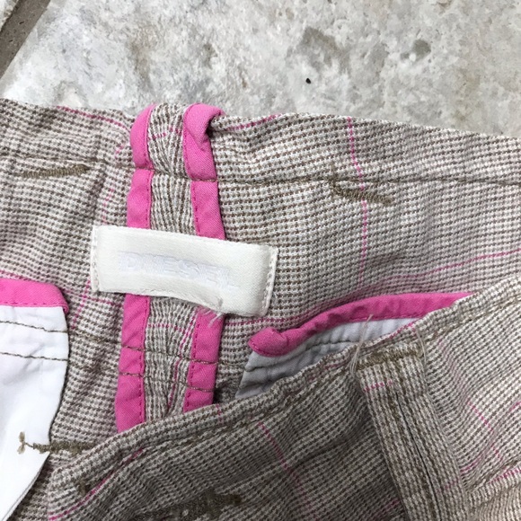 Diesel Men 100% cotton pink beige straight dressy pants khaki - Picture 5 of 11